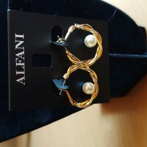 Alfani Goldtone faux pearl hoop earrings